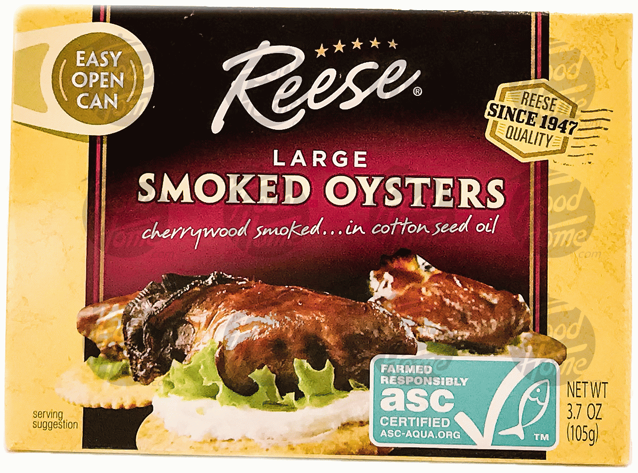 Reese  petite smoked oysters in cottonseed oil, salt added Full-Size Picture